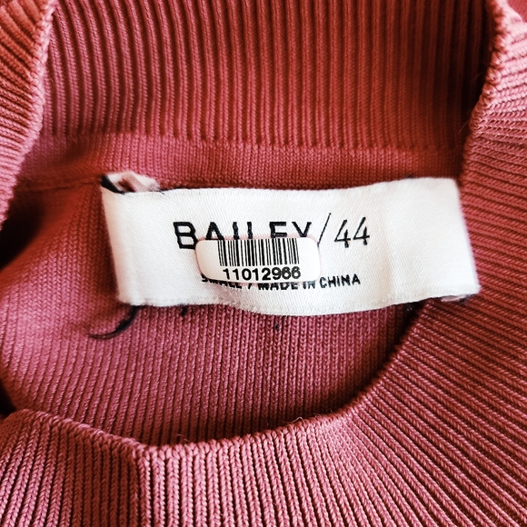 Bailey 44 Pink Bewitched Cutout Ruffle Rib Knit Bodycon Mock Sheath Dress Small - Picture 4 of 8